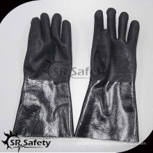 SRSAFETY guantes resistentes a los productos químicos de nitrilo negro guantes de trabajo largos de nitrilo de doble inmersión